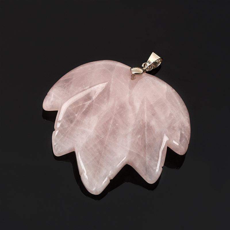 Кулон розовый кварц Бразилия лист (биж. сплав) 5-5,5 см
