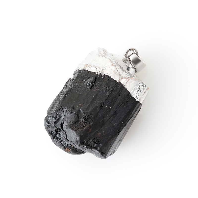 Кулон турмалин черный (шерл) Бразилия (биж. сплав) кристалл 3-4 см