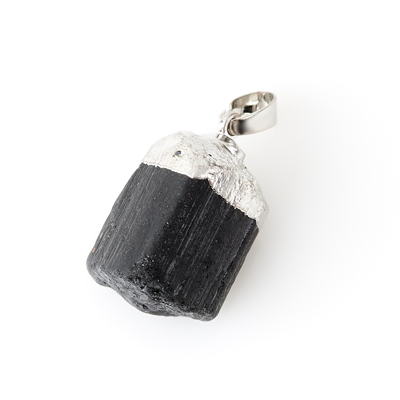 Кулон турмалин черный (шерл) Бразилия (биж. сплав) кристалл 3-4 см