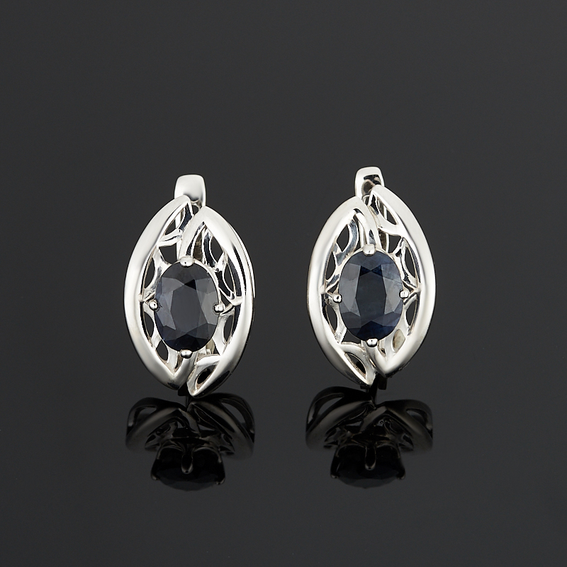 

Серьги сапфир черный огранка (серебро 925 пр.)