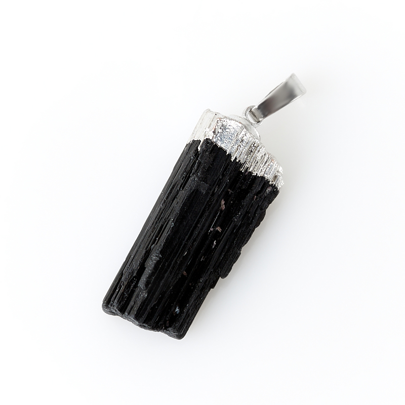 Кулон турмалин черный (шерл) Бразилия кристалл (биж. сплав) 5 см