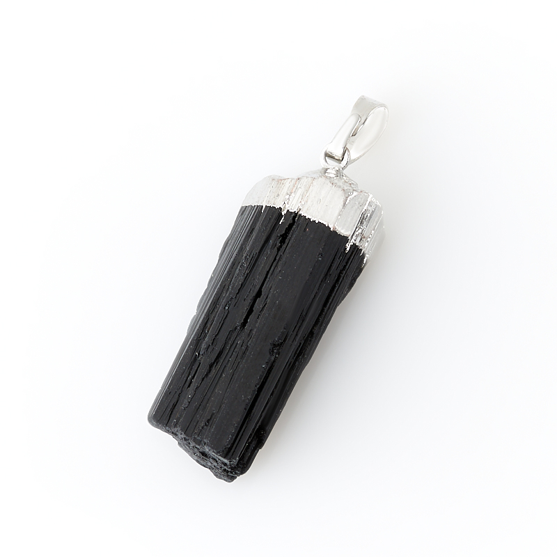 Кулон турмалин черный (шерл) Бразилия кристалл (биж. сплав) 5 см