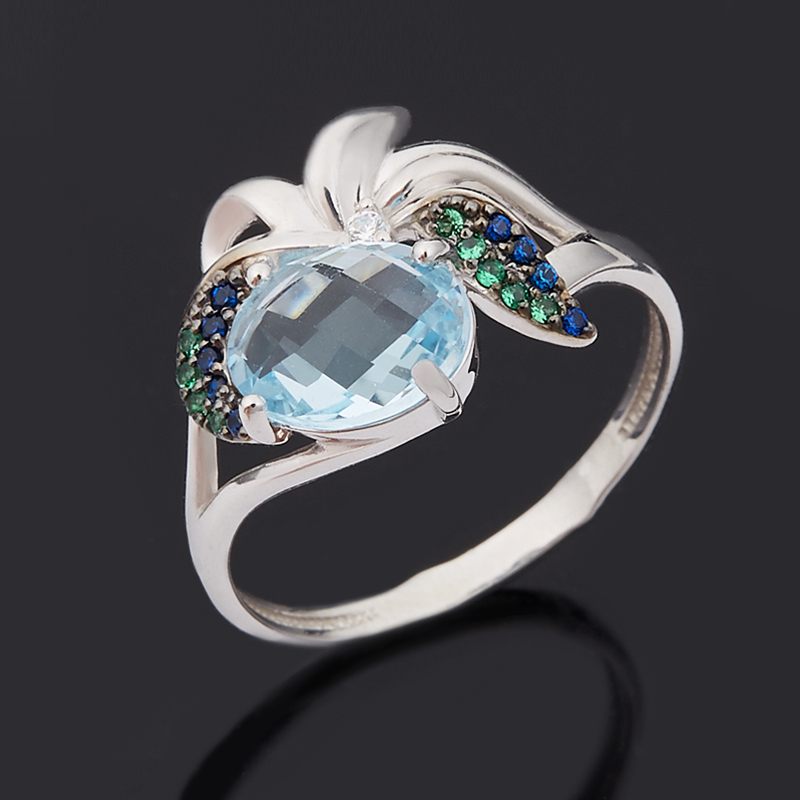 

Кольцо топаз голубой огранка (серебро 925 пр.) размер 18