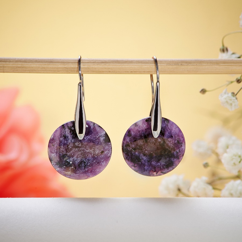 

Серьги чароит (хир. сталь)
