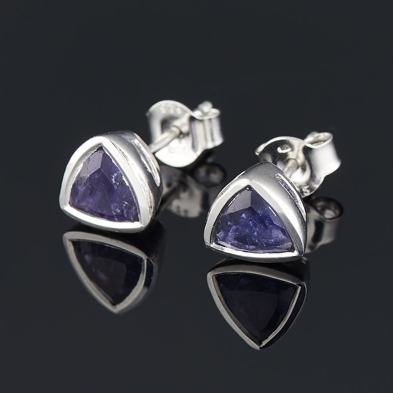 

Серьги иолит (кордиерит) пуссеты огранка (серебро 925 пр.)