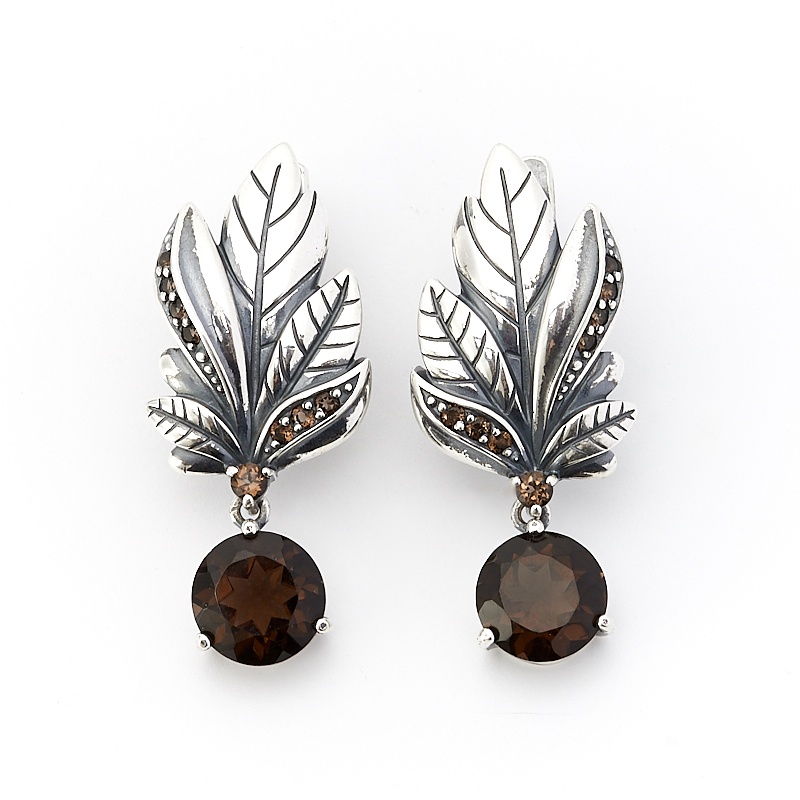 

Серьги раухтопаз огранка (серебро 925 пр. оксидир.)