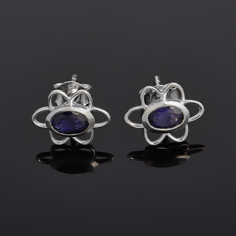 

Серьги иолит (кордиерит) пуссеты огранка (серебро 925 пр.)