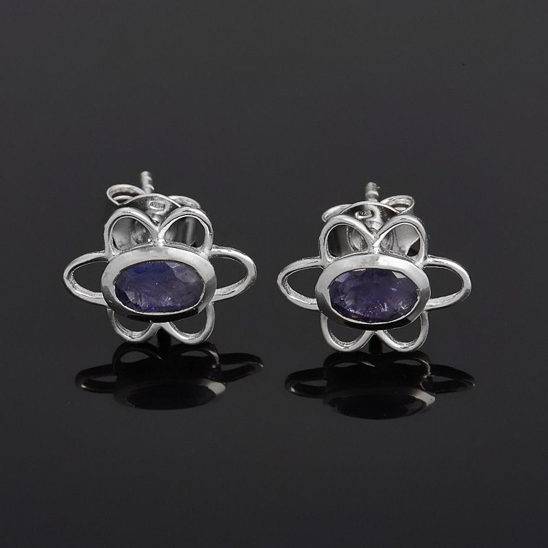 

Серьги иолит (кордиерит) пуссеты огранка (серебро 925 пр.)