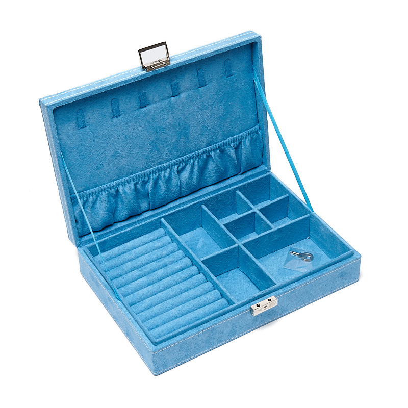 Шкатулка для хранения украшений (текстиль) (голубой) 28х19х6,5 см