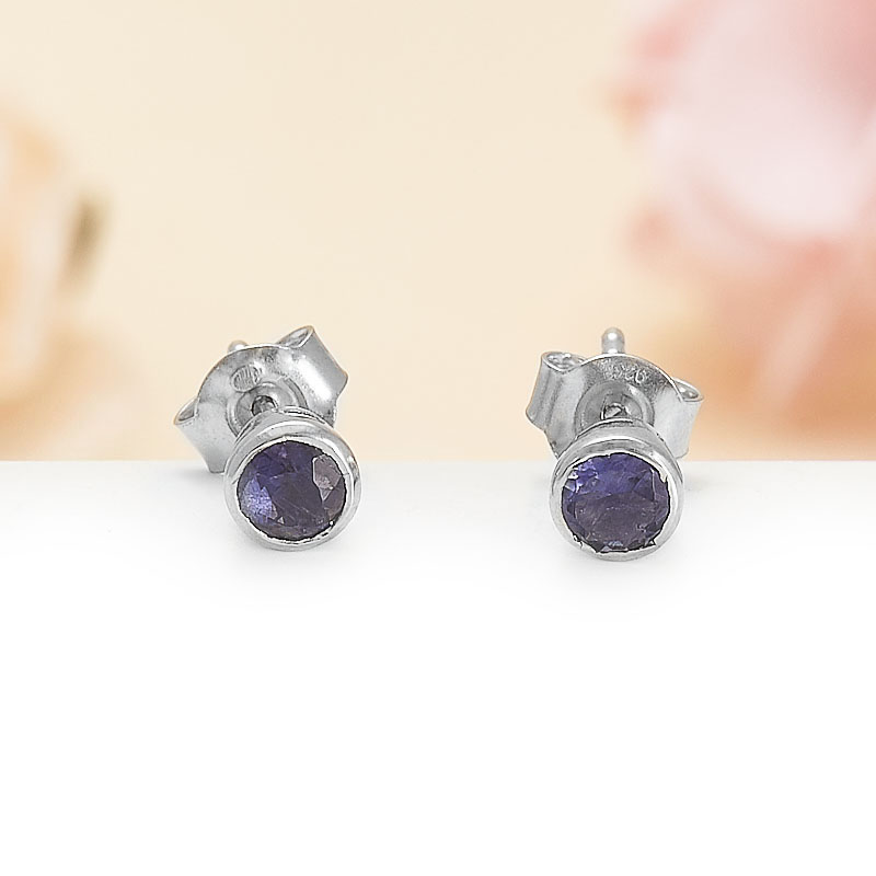 

Серьги иолит (кордиерит) пуссеты огранка (серебро 925 пр.)