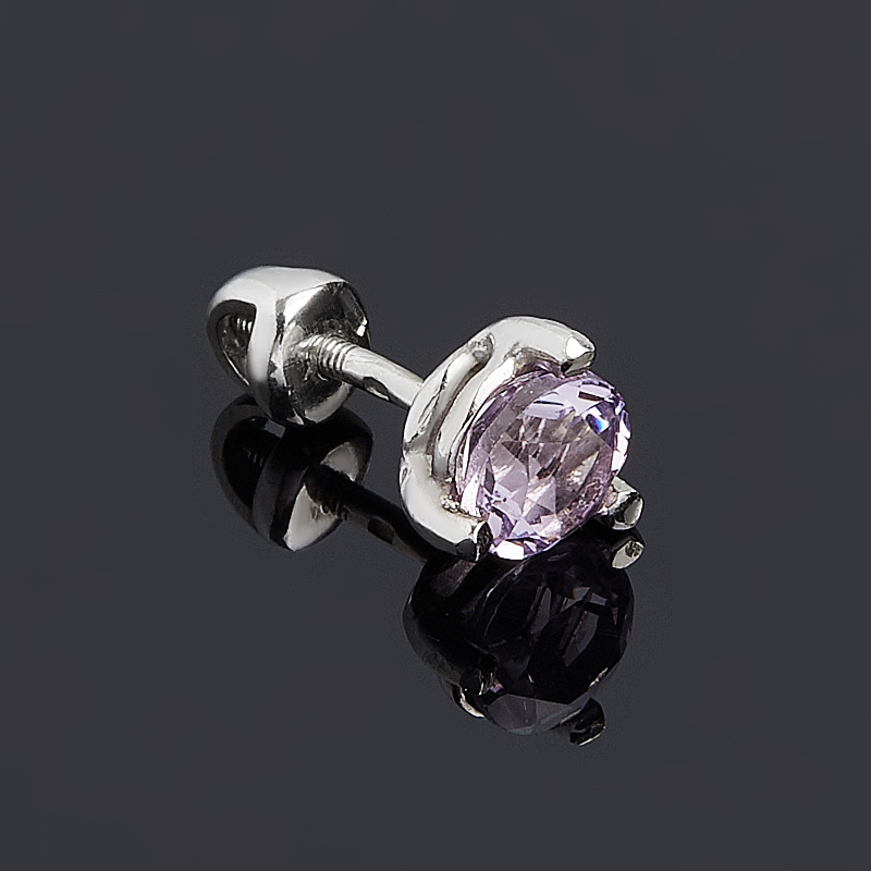 

Серьги аметист пуссеты огранка (серебро 925 пр.) (1 шт)