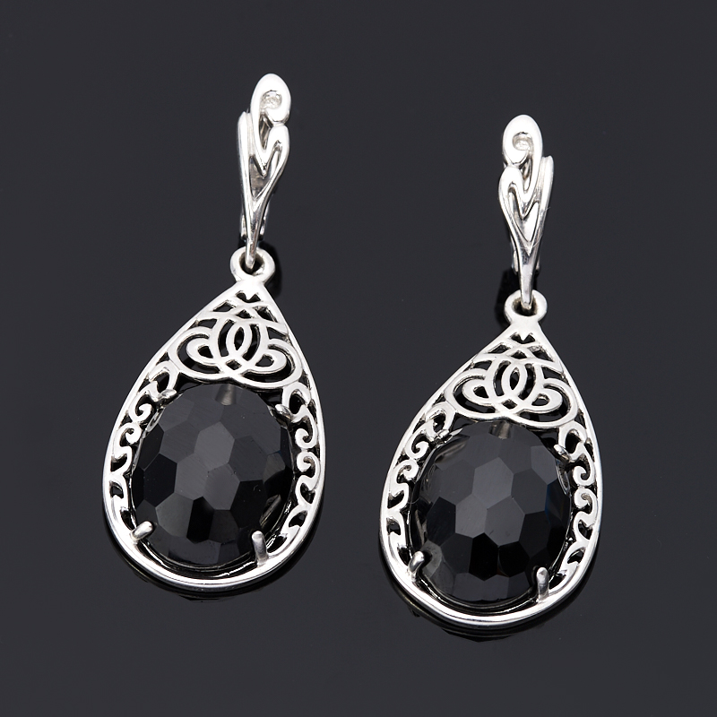 

Серьги агат черный огранка (серебро 925 пр.)
