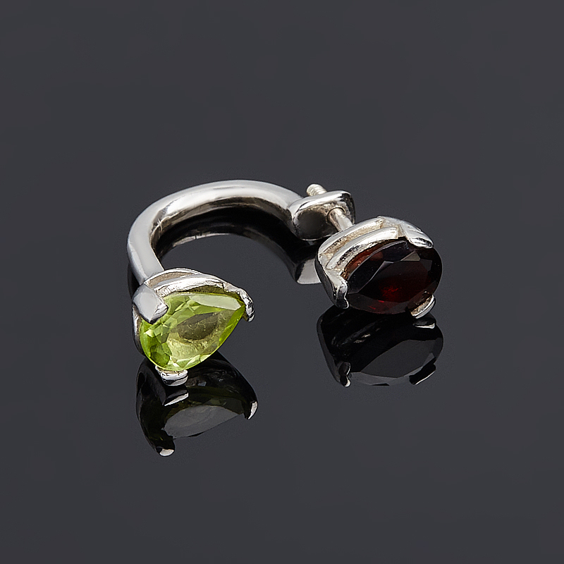 

Серьги микс гранат хризолит пуссеты огранка (серебро 925 пр.) (1 шт)