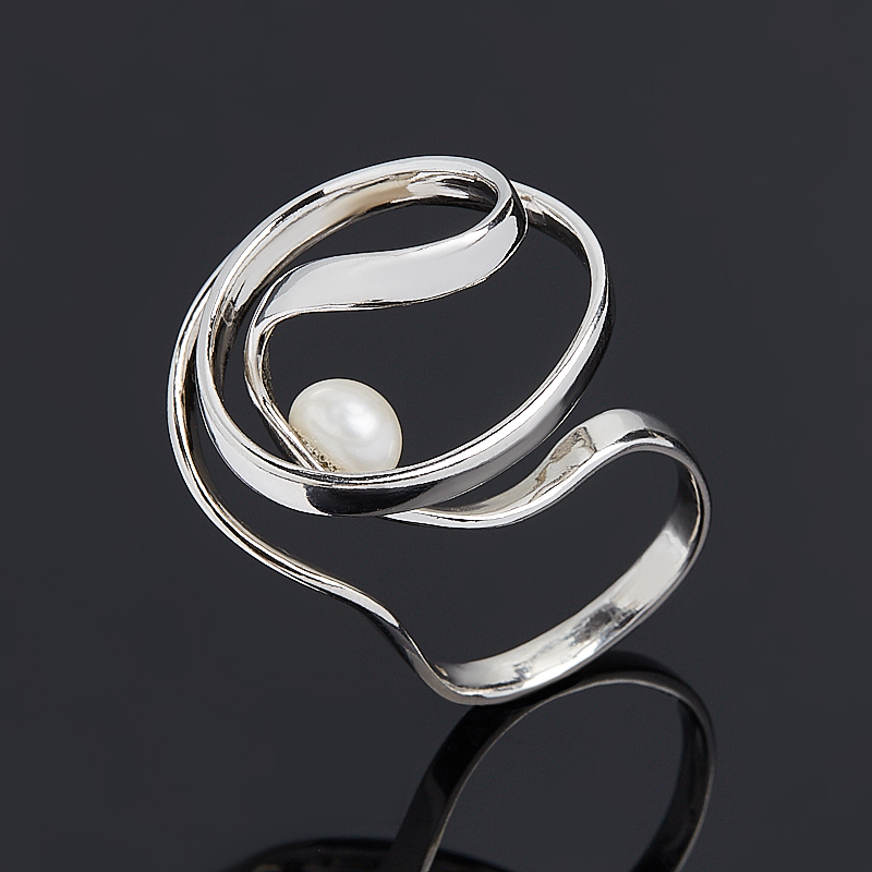 Кольцо жемчуг белый (серебро 925 пр.) размер 18