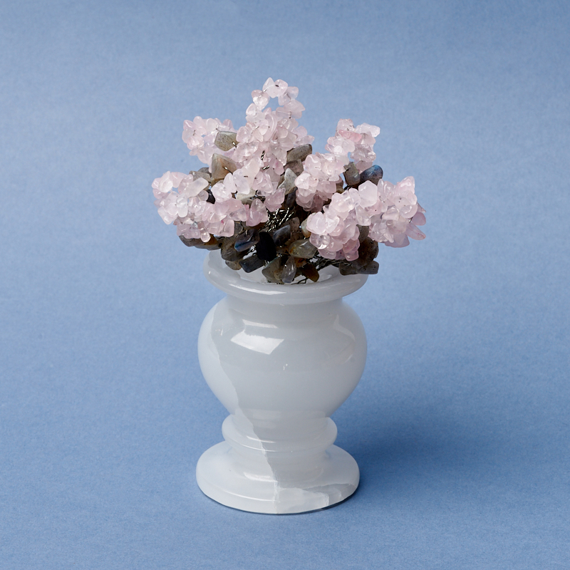 

Букет лабрадор, оникс, розовый кварц 11 см