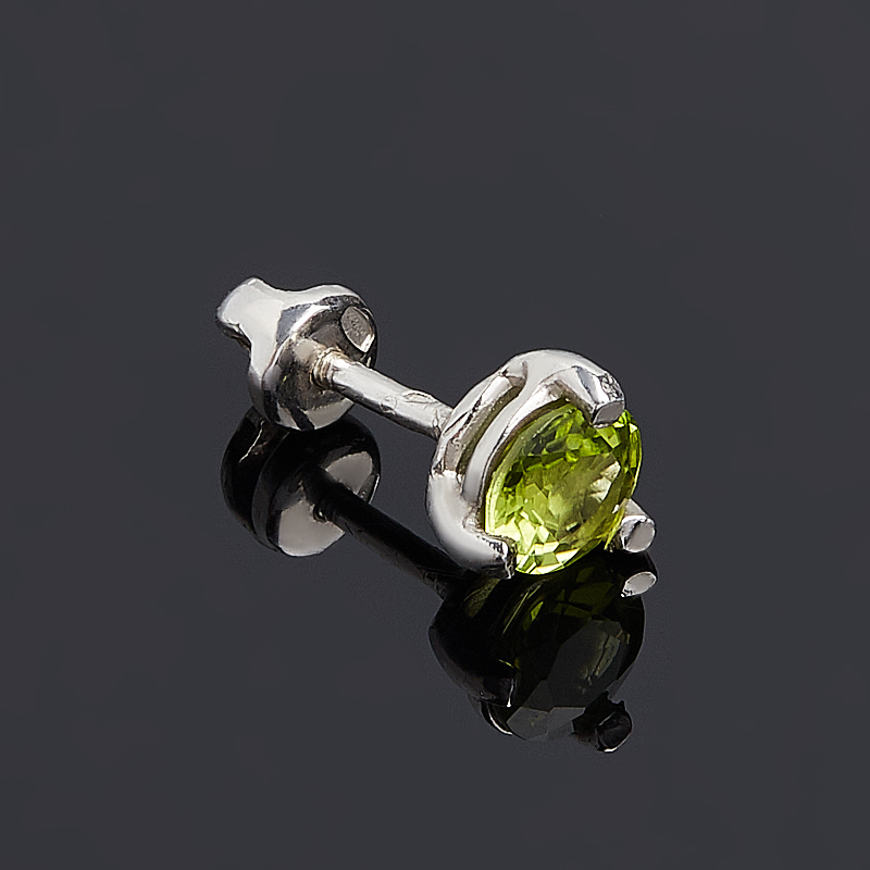 

Серьги хризолит пуссеты огранка (серебро 925 пр.) (1 шт)