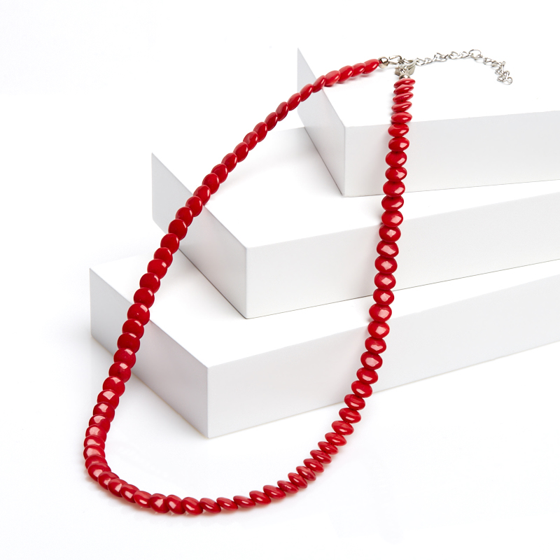 

Бусы коралл красный 7 мм 49-57 см (биж. сплав)