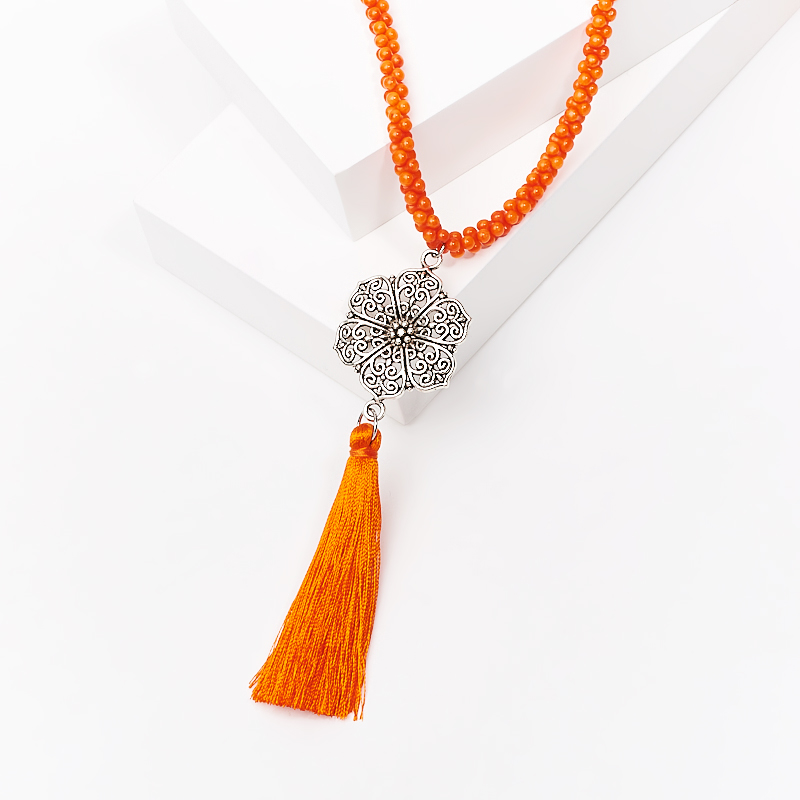 

Бусы коралл оранжевый (сотуар) длинные 84 см (биж. сплав)