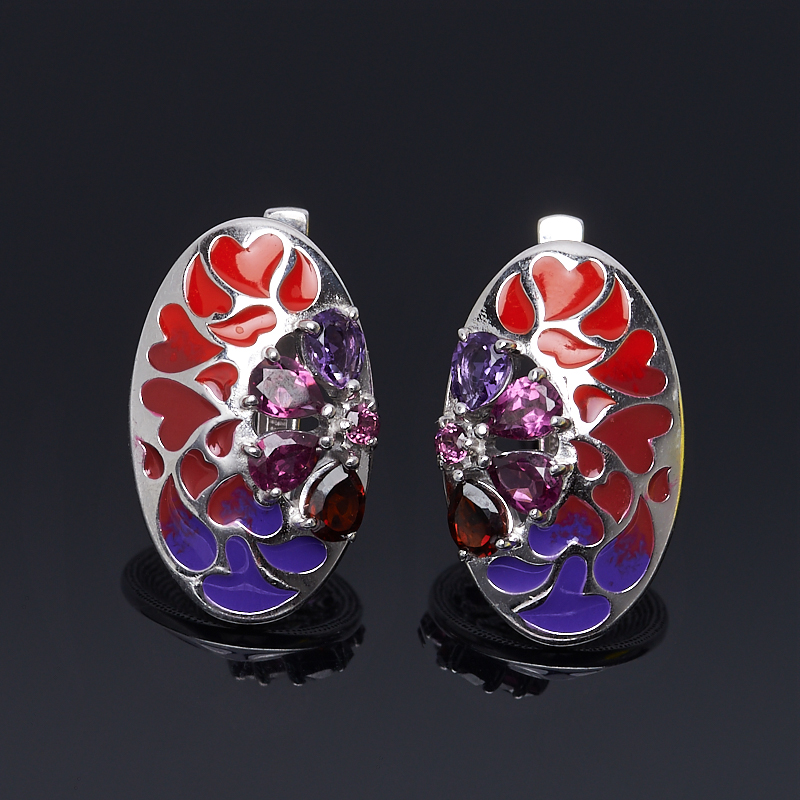 

Серьги микс аметист, гранат огранка (серебро 925 пр.)