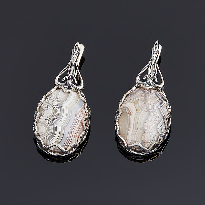 

Серьги агат серый (серебро 925 пр.)