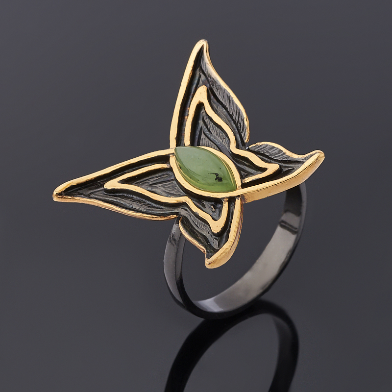 

Кольцо нефрит зеленый (серебро 925 пр., позолота) размер 17