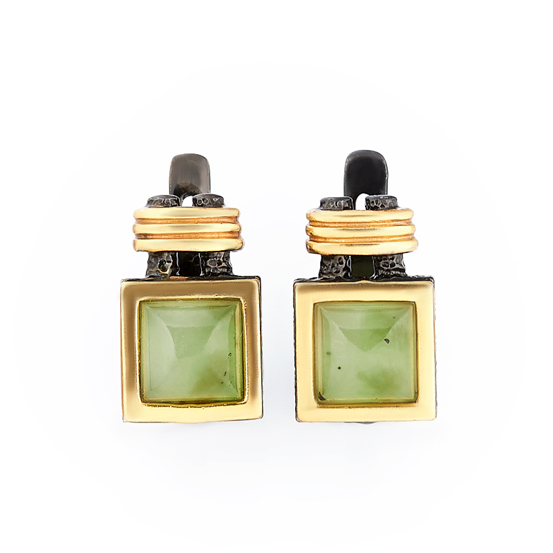 

Серьги нефрит зеленый (серебро 925 пр., позолота)