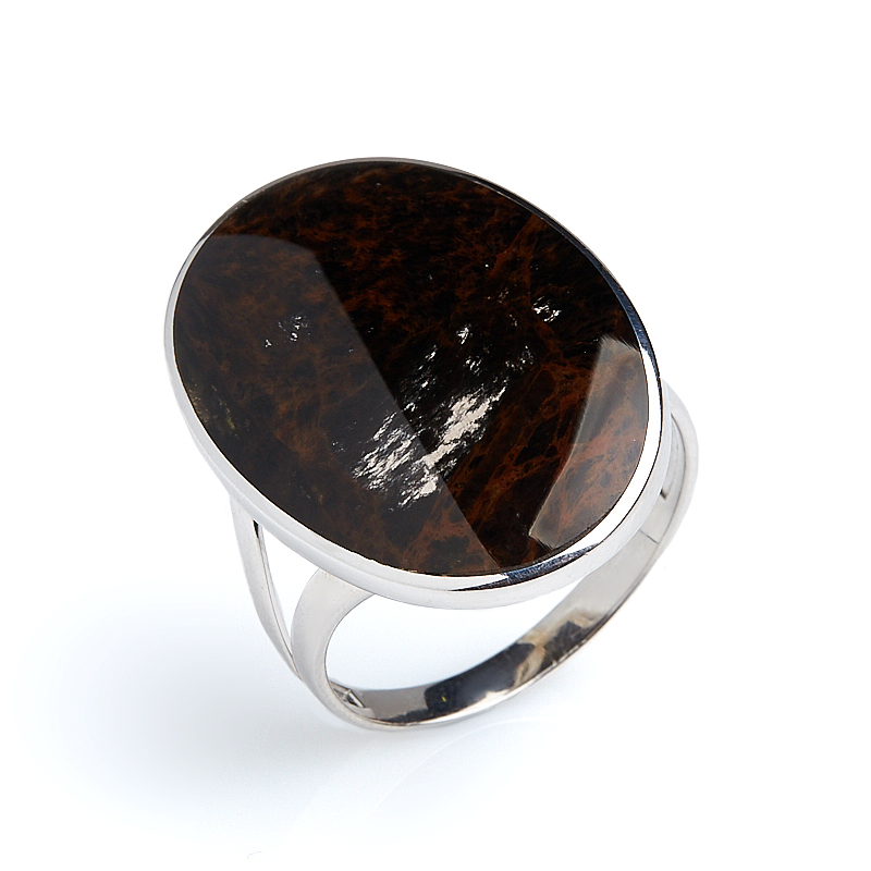 Кольцо обсидиан коричневый (серебро 925 пр.) размер 18,5