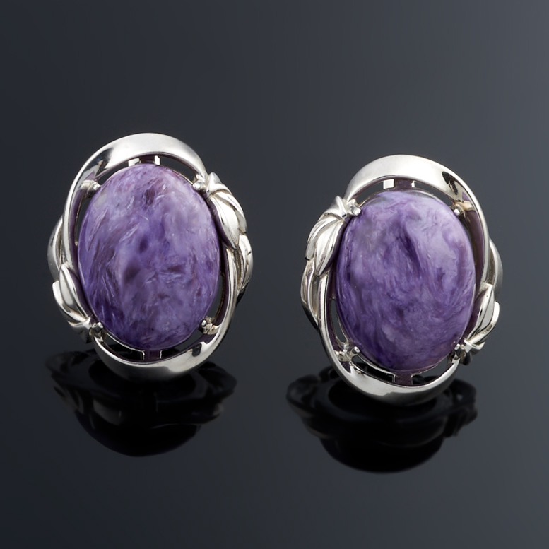 

Серьги чароит (серебро 925 пр.)
