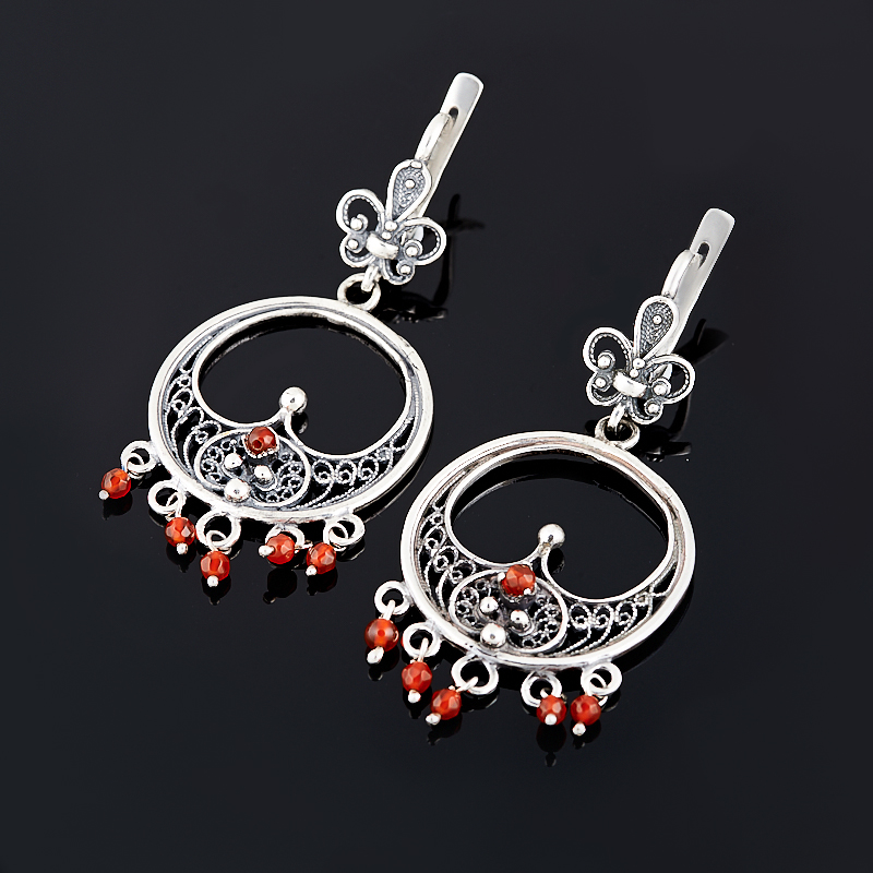 

Серьги сердолик огранка (серебро 925 пр.)
