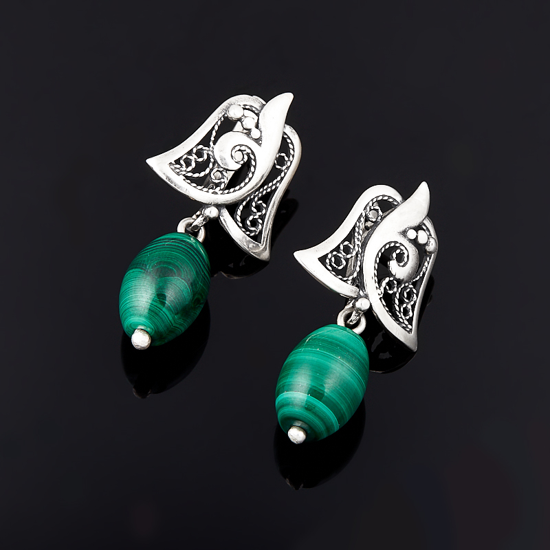 

Серьги малахит (серебро 925 пр. оксидир.)