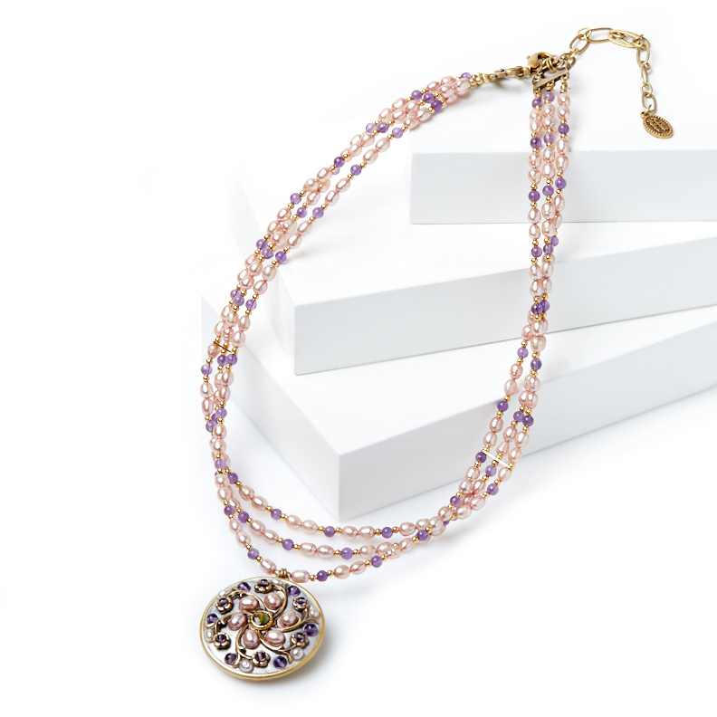 

Бусы аметист (колье) 40-50 см (латунь)