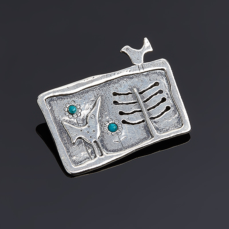 Брошь бирюза (серебро 925 пр.)
