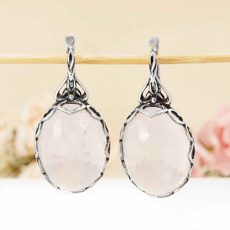 

Серьги розовый кварц огранка (серебро 925 пр.)