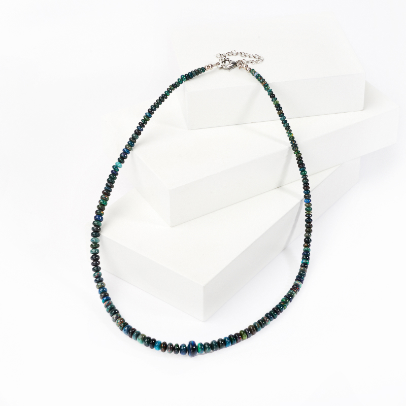 

Бусы опал благородный черный 45-51 см (хир. сталь)