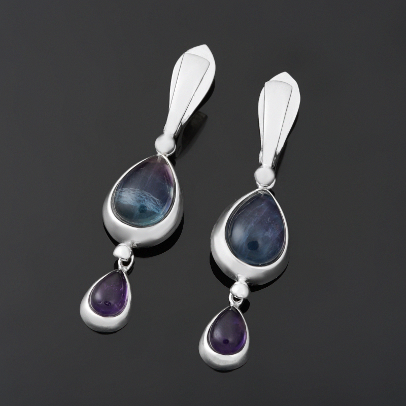 

Серьги микс аметист, флюорит (серебро 925 пр.)