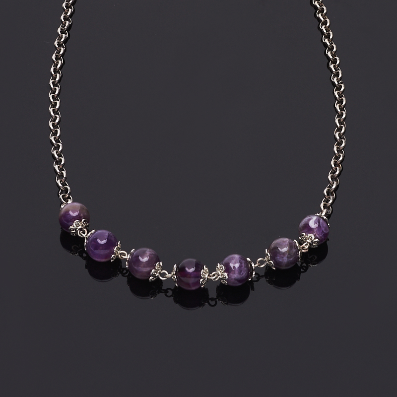 

Бусы аметист (колье) 10 мм 59 см (биж. сплав)