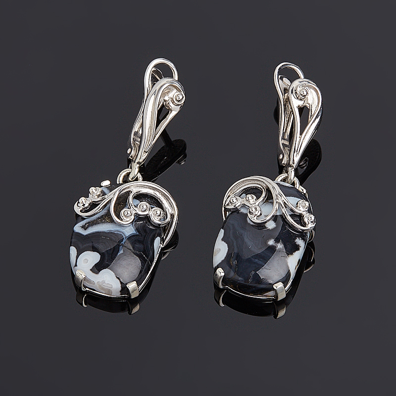 

Серьги агат черный (серебро 925 пр.)