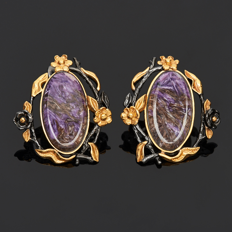 

Серьги чароит (серебро 925 пр., позолота)