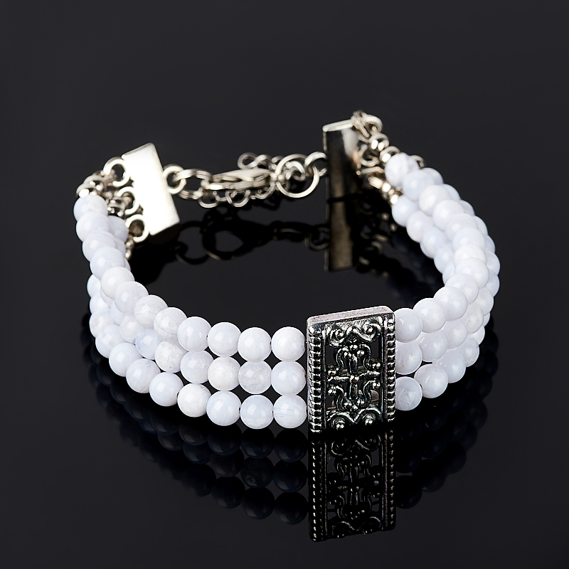 

Браслет агат голубой 4,5 мм 17-20 см (биж. сплав)