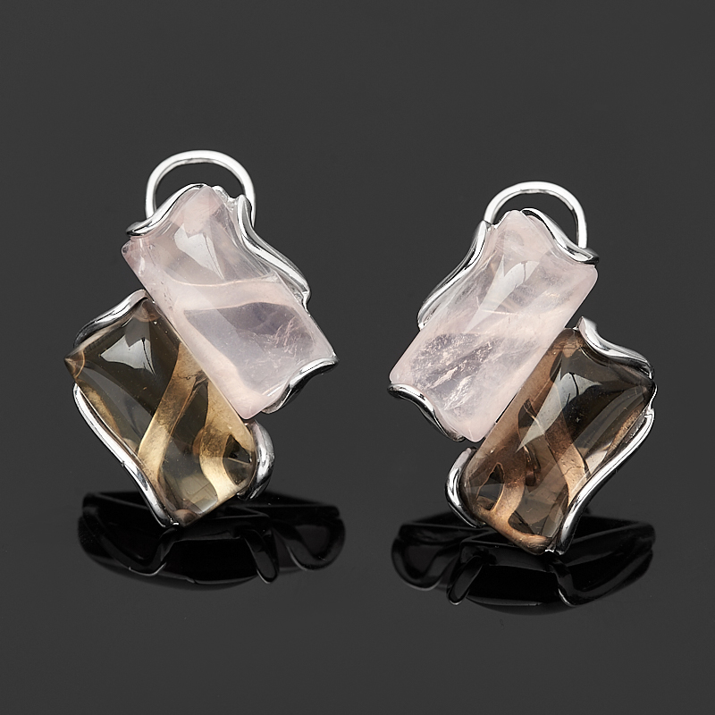 

Серьги микс раухтопаз, розовый кварц (серебро 925 пр.)