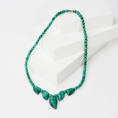 Бусы малахит Конго (колье) 44 см (биж. сплав)