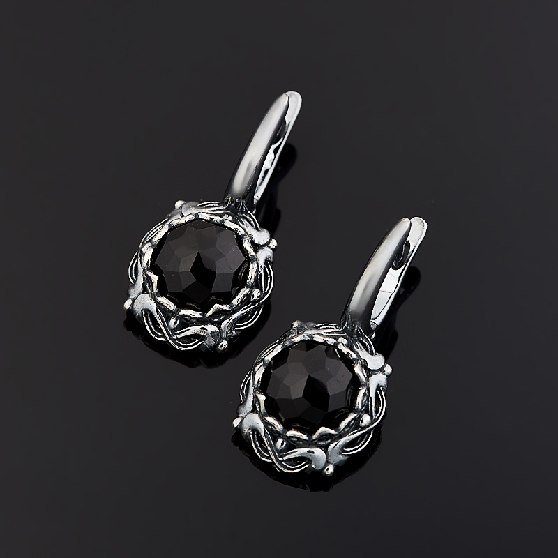 

Серьги агат черный огранка (серебро 925 пр.)