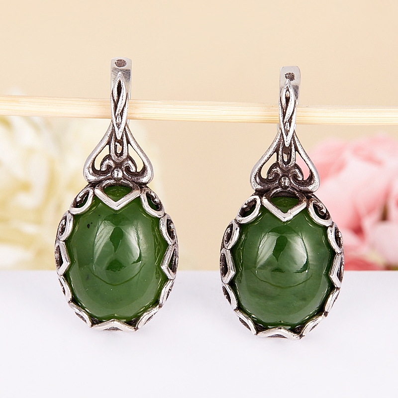 

Серьги нефрит зеленый (серебро 925 пр. оксидир.)