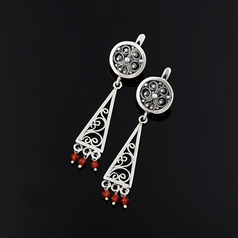 

Серьги сердолик огранка (серебро 925 пр. оксидир.)
