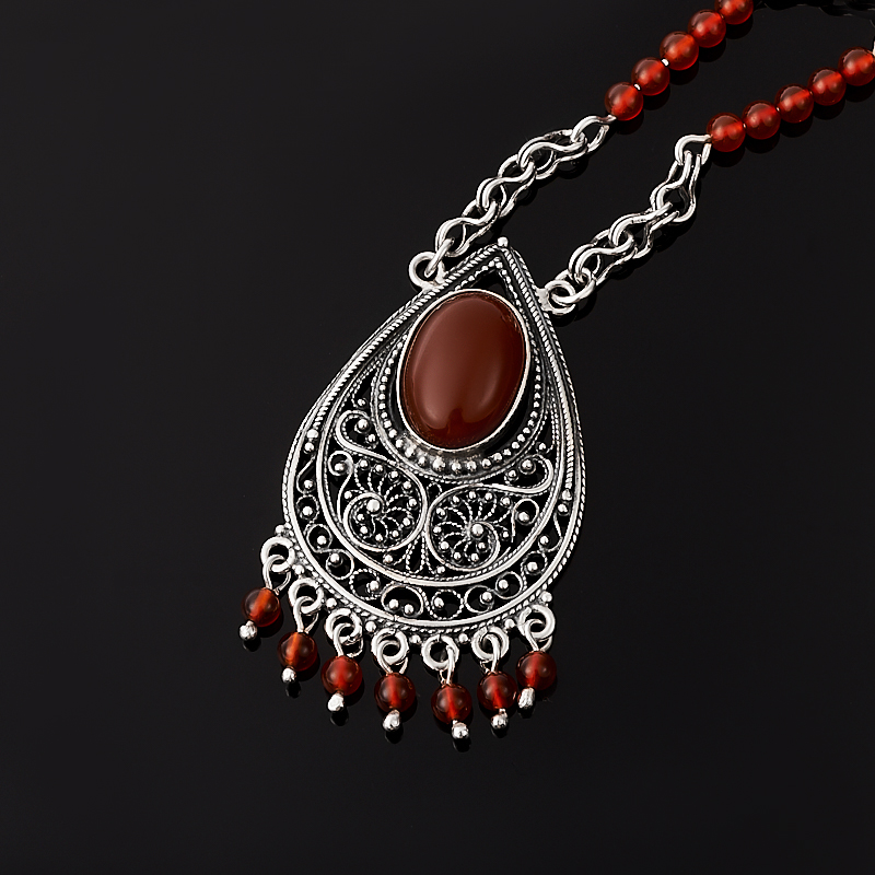 

Колье сердолик (колье) 60 см (серебро 925 пр.)