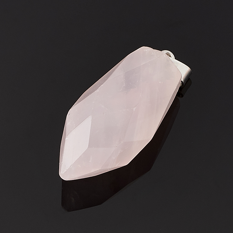 Кулон розовый кварц Бразилия (биж. сплав) кристалл огранка 4-5 см