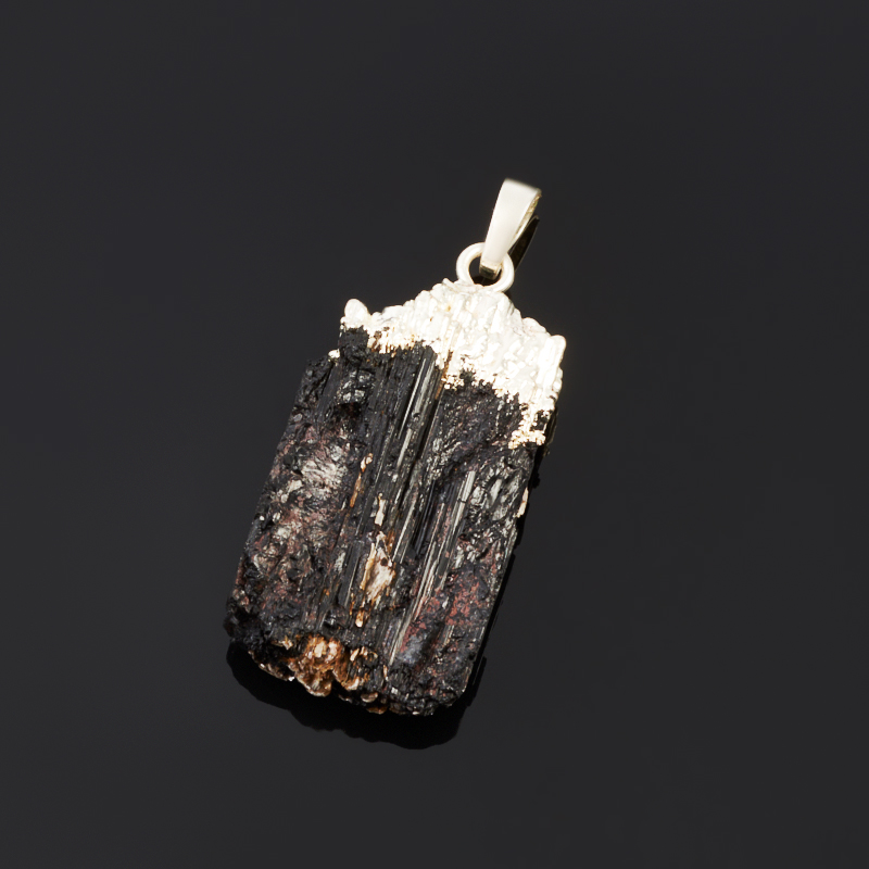 Кулон турмалин черный (шерл) Бразилия (биж. сплав) кристалл 5-6 см