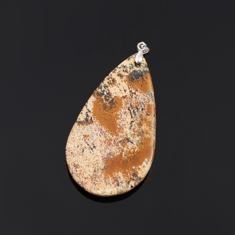 Кулон яшма рисунчатая Намибия капля (биж. сплав) 6-7 см