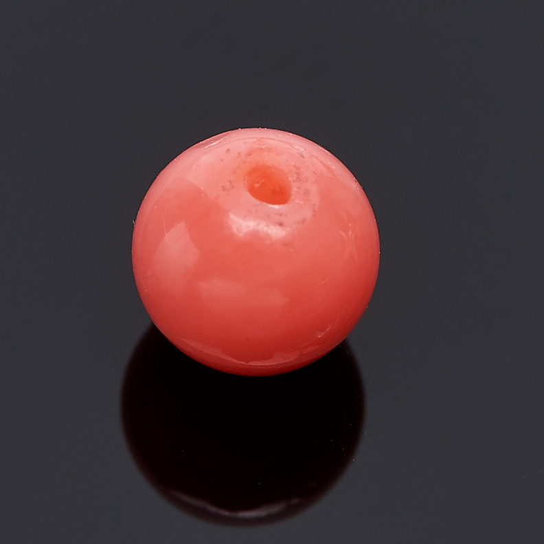 Бусина коралл розовый Индонезия шарик 4,5-5 мм (1 шт)
