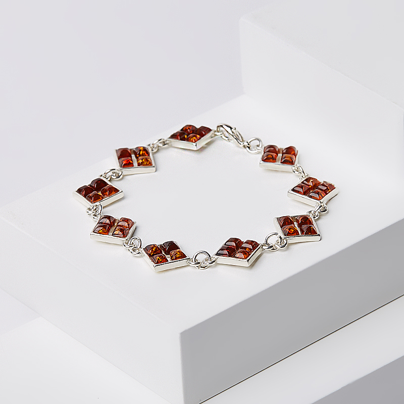 

Браслет янтарь (латунь посеребр.) 19 см